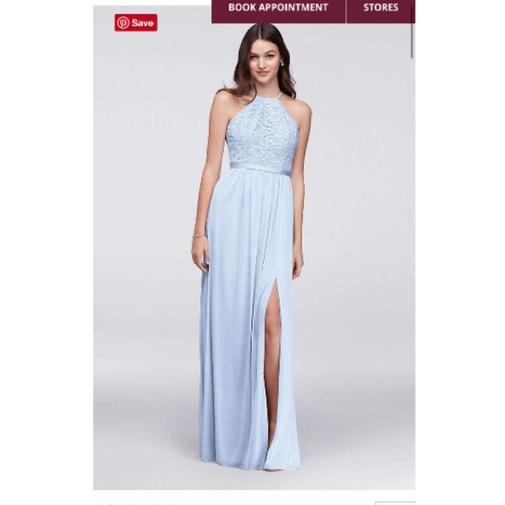 David’s Bridal Ice Blue Bridesmaids Dress F19608